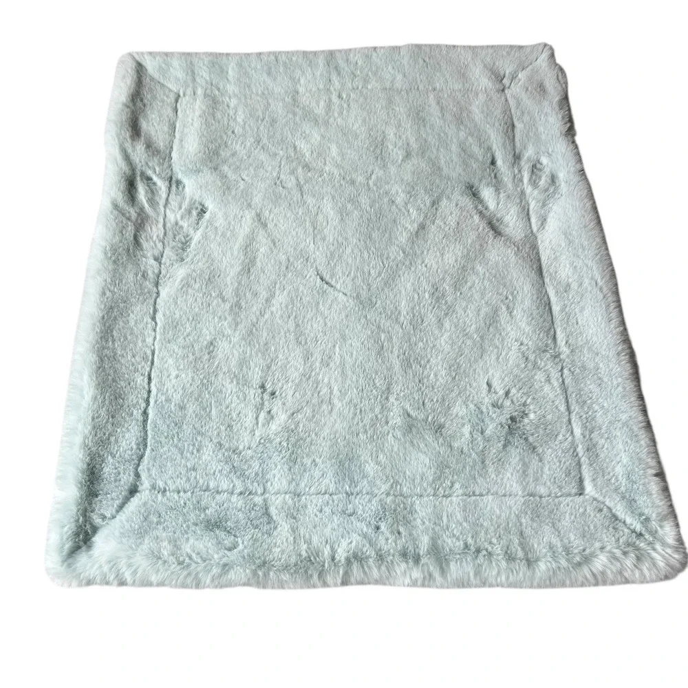 Minky Couture The Minky Corner Plush Faux Fur Blanket Mint Green Kids Throw